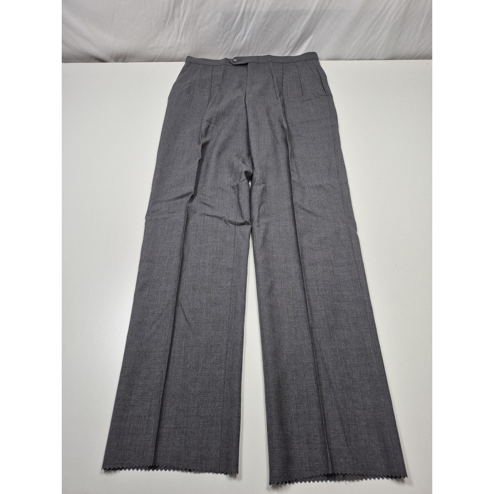 Sansabelt Ltd Dress Pants Mens 36x36 Gray Wool Pleated Straight Unhemmed